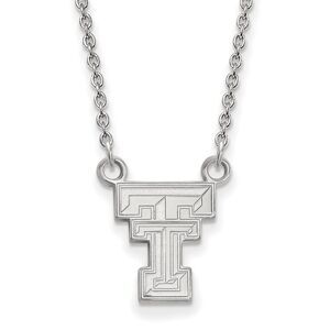 Sterling Silver Texas Tech U Small 'TT' Pendant Necklace